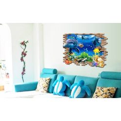   AY8009 Dekoratív Delfines falmatrica 100x70 cm, raktárról azonnal
