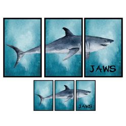   HM921012 Kék cápás falmatrica 90x60 cm, azonnal raktárról