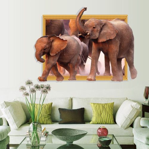 SK9018W 3D hatású Kiselefántos falmatrica 90x60 cm, azonnal raktárról