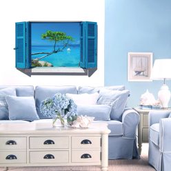   SK9059B Ablakos Kék panoráma falmatrica 90x60 cm, azonnal raktárról