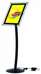 Infostand Curved LED Black A/4 világító várakoztató tábla